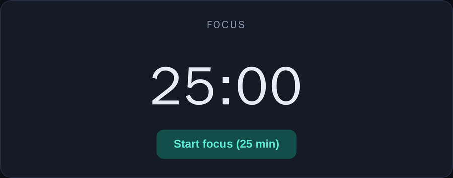 FocusOrbit timer at 25 minutes